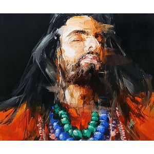 Khalid Khan-Kaay, 31.5 x 36.5 Inch, Acrylic on Canvas, Figurative Painting, Divination, AC-KHKN-012